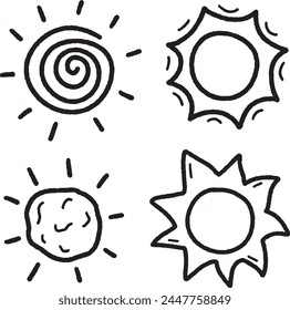 Sun hot energy heat hand drawn