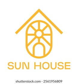 sun house flat minimalist logo design
