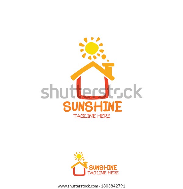 sun and house logo,\
colorful exclamation