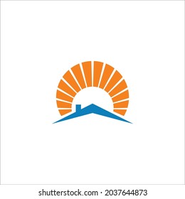 Sun House logo design Real estate Modern and elegant design