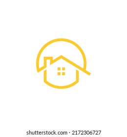 Sun house logo design template vector illustration
