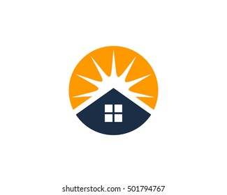 Sun House Logo Design Template, 
