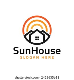 sun house logo design vector illustration