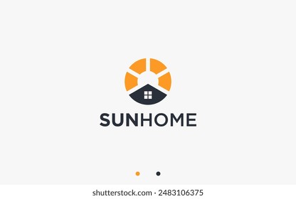 sun house logo design vector silhouette illustration