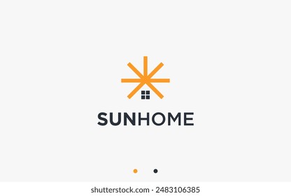 sun house logo design vector silhouette illustration