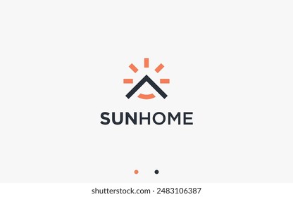 sun house logo design vector silhouette illustration