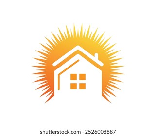 Sun House Logo: Ideal for Real Estate, Solar Energy Solutions, and Home Construction Services, Representing Eco-Friendly Living, Sustainable Homes, and Renewable Energy for Modern Residential Projects