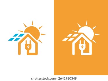 sun with house logo. solar energy and home design template Symbol Icon sun logo with house logo. solar energy and home design brand template	