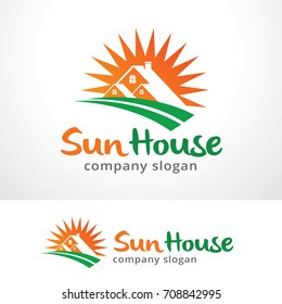 Sun House Logo Template Design Vector, Emblem, Design Concept, Creative Symbol, Icon