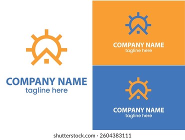 Sun house logo, sun logo, house vector