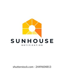 SUN HOUSE NOTIFICACIÓN CHAT LOGOTIPO DEL HOGAR ICONO DE VECTOR ILUSTRACIÓN
