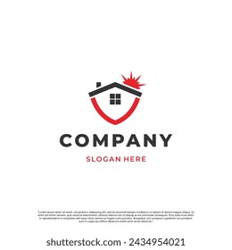 Sun House Schild Logo Design auf isoliertem Hintergrund