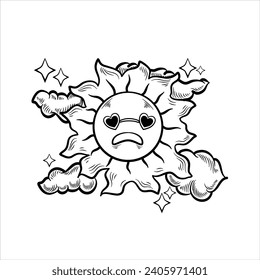 the sun with a huaha expression. vector icons. suitable for t-shirt designs, mugs, or pictures.