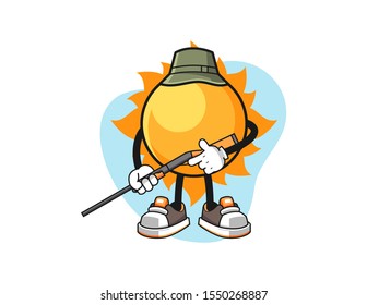 Sun hunter cartoon. Mascot Character vector.