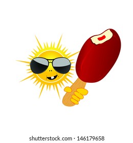 sun with ice cream art vector illustration