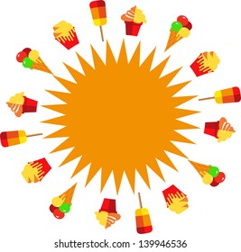 sun of ice creams at summer time