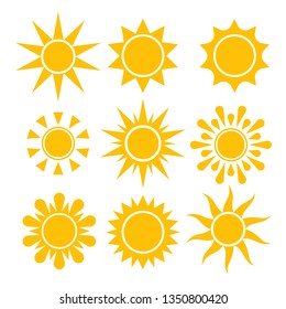 Sun icin collection. Vector isolated solar simbols.