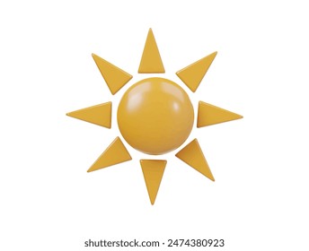 Sun icon 3d render illustration