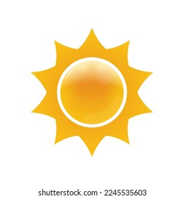 Sun icon. 3d sunshine sign. Summer, hot or heat symbol. Vector illustration.