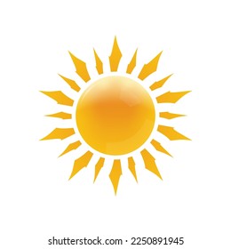 Icono de Sol. 3.ª señal de sol. Símbolo de verano, caliente o térmico. Ilustración vectorial.