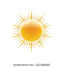 Sun icon. 3d sunshine sign. Summer, hot or heat symbol. Vector illustration.