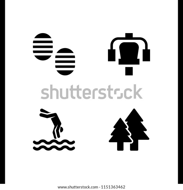 sun icon. 4 sun set with\
footprint, station, summer and winter vector icons for web and\
mobile app