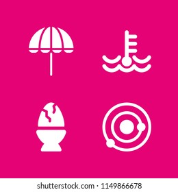 sun icon. 4 sun set with holiday, water, space and umbrella vector icons for web and mobile app