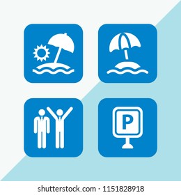 sun icon. 4 sun set with park, success, sun umbrella and beach vector icons for web and mobile app