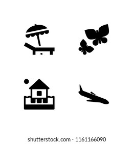 sun icon. 4 sun set with spring, plane, water and beach vector icons for web and mobile app