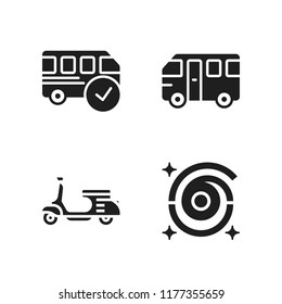 sun icon. 4 sun vector icons set. galaxy, bus and scooter icons for web and design about sun theme