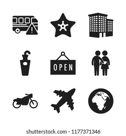 sun icon. 9 sun vector icons set. earth globe, bus and building icons for web and design about sun theme