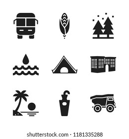 sun icon. 9 sun vector icons set. corn, bus and forest icons for web and design about sun theme