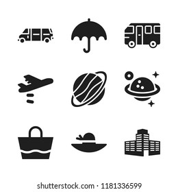 sun icon. 9 sun vector icons set. pamela hat, umbrella and beach bag icons for web and design about sun theme