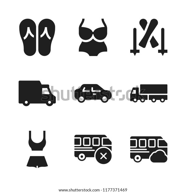 sun icon. 9 sun vector icons set. swimming suit,\
swimsuit and transportation truck icons for web and design about\
sun theme