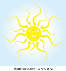 sun icon. Abstract illustration of the sun. Sun with face and emotions. Sunny weather forecast, cloudy weather