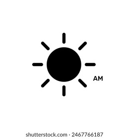 Sun icon . AM. Simple design. Black color. Vector illustration.