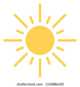 Sun icon with beams  as vector on a isolated background