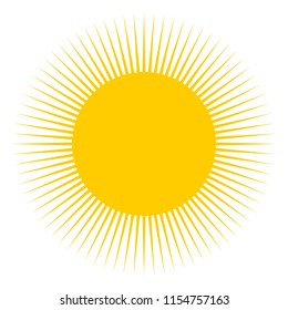 Sun icon with beams as vector on a isolated background