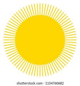 Sun icon with beams as vector on a isolated background