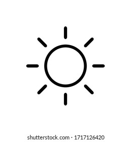 sun icon. black line brightness symbol isolated on white background. vector illustration 