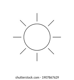 sun icon. black line brightness symbol isolated on white background. vector illustration