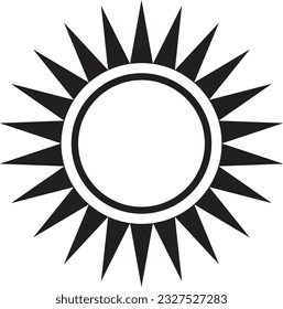 Sun icon black line drawing or doodle logo sunlight symbol weather element vector illustration