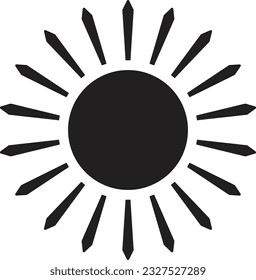 Sun icon black line drawing or doodle logo sunlight symbol weather element vector illustration