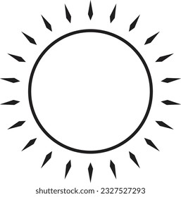 Sun icon black line drawing or doodle logo sunlight symbol weather element vector illustration