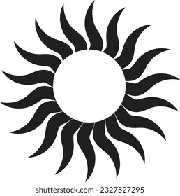 Sun icon black line drawing or doodle logo sunlight symbol weather element vector illustration