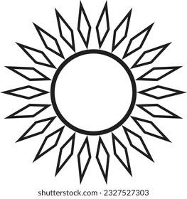Sun icon black line drawing or doodle logo sunlight symbol weather element vector illustration