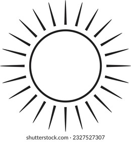 Sun icon black line drawing or doodle logo sunlight symbol weather element vector illustration