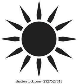 Sun icon black line drawing or doodle logo sunlight symbol weather element vector illustration