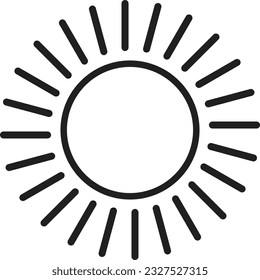 Sun icon black line drawing or doodle logo sunlight symbol weather element vector illustration