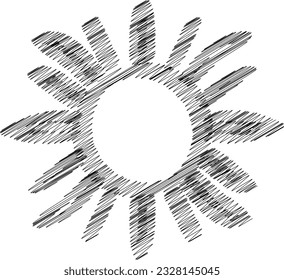 Sun icon black line drawing or doodle logo sunlight sign symbol weather element vector illustration
